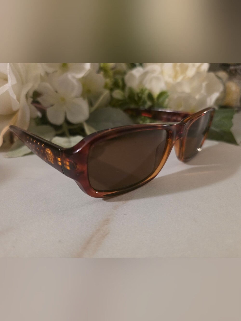 Versace Brown Tortoiseshell Sunglasses with Brown Lenses